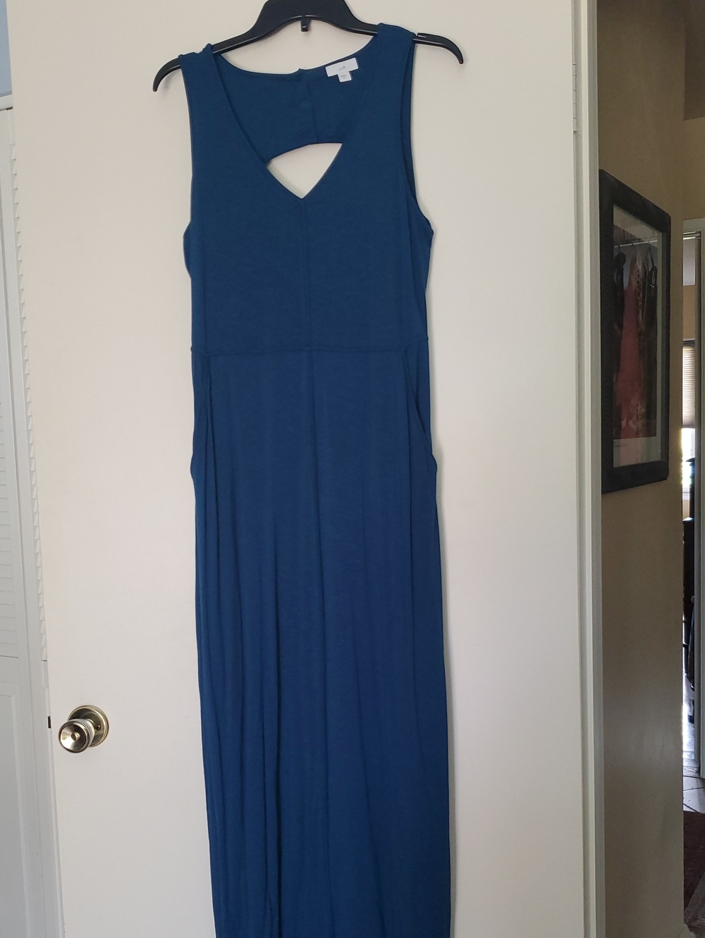 J. Jill Teal Sleeveless Maxi Dress with Front Keyhole
